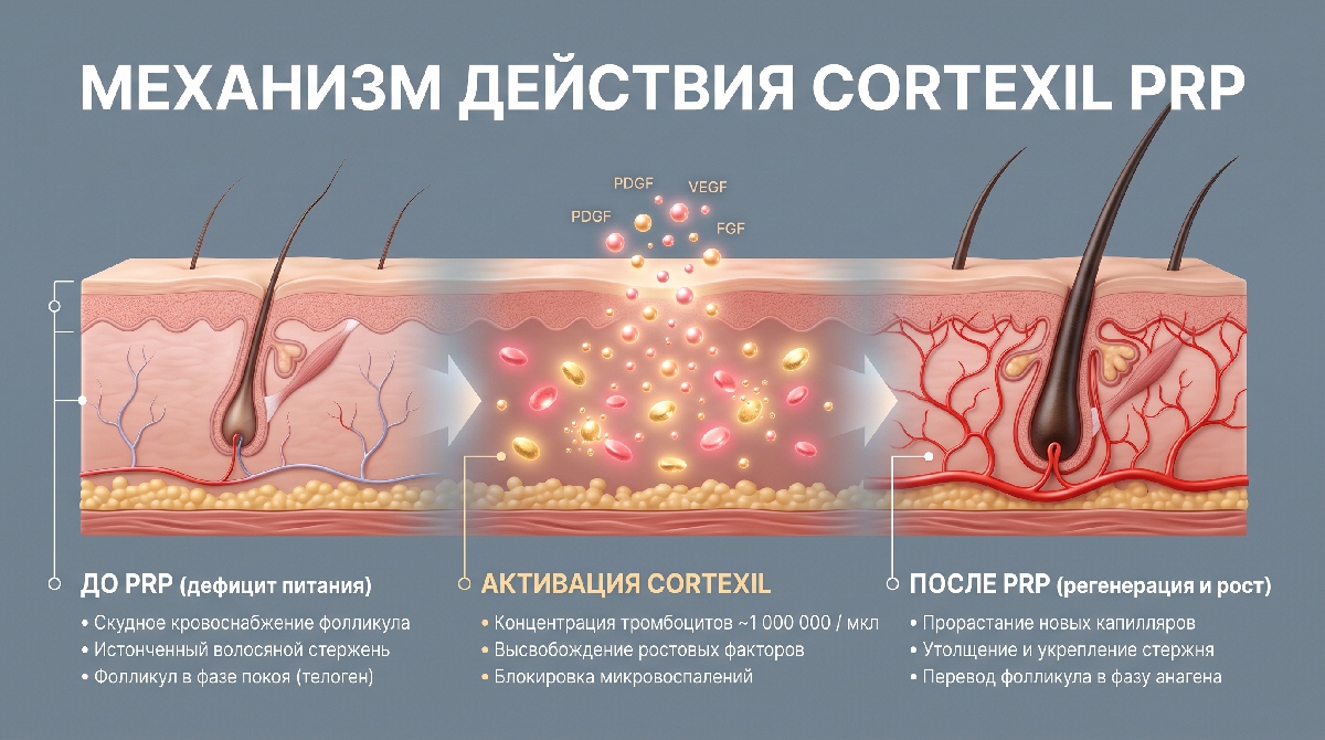 Механизм действия PRP Cortexil
